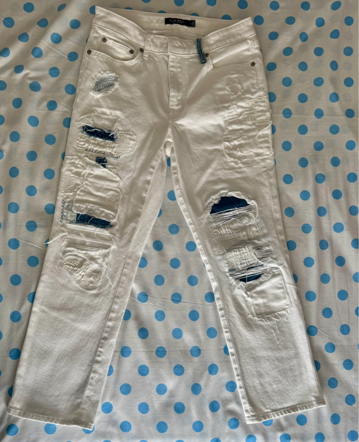 Ralph Lauren White Distressed Jeans
