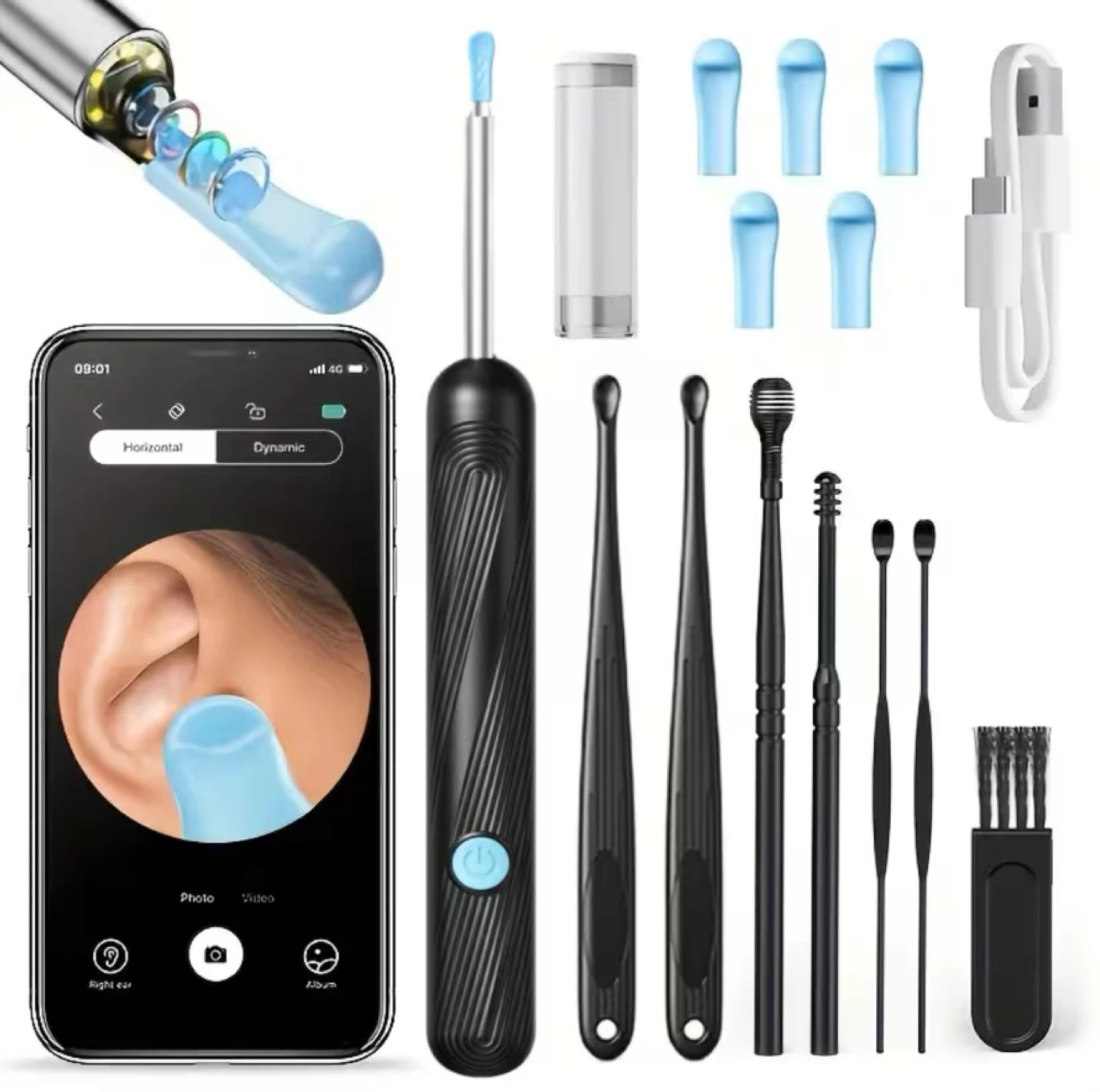 Digital 1080P HD Camera & 6 Earwax Removal Tools