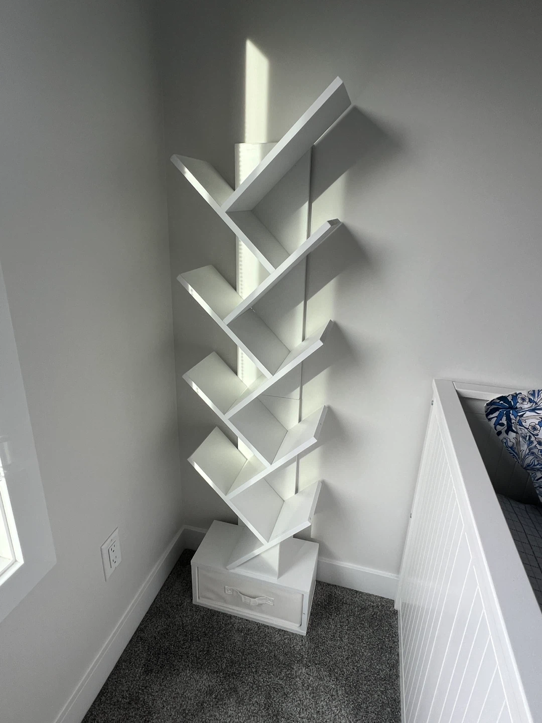 White Tree Bookshelf with Storage Drawer