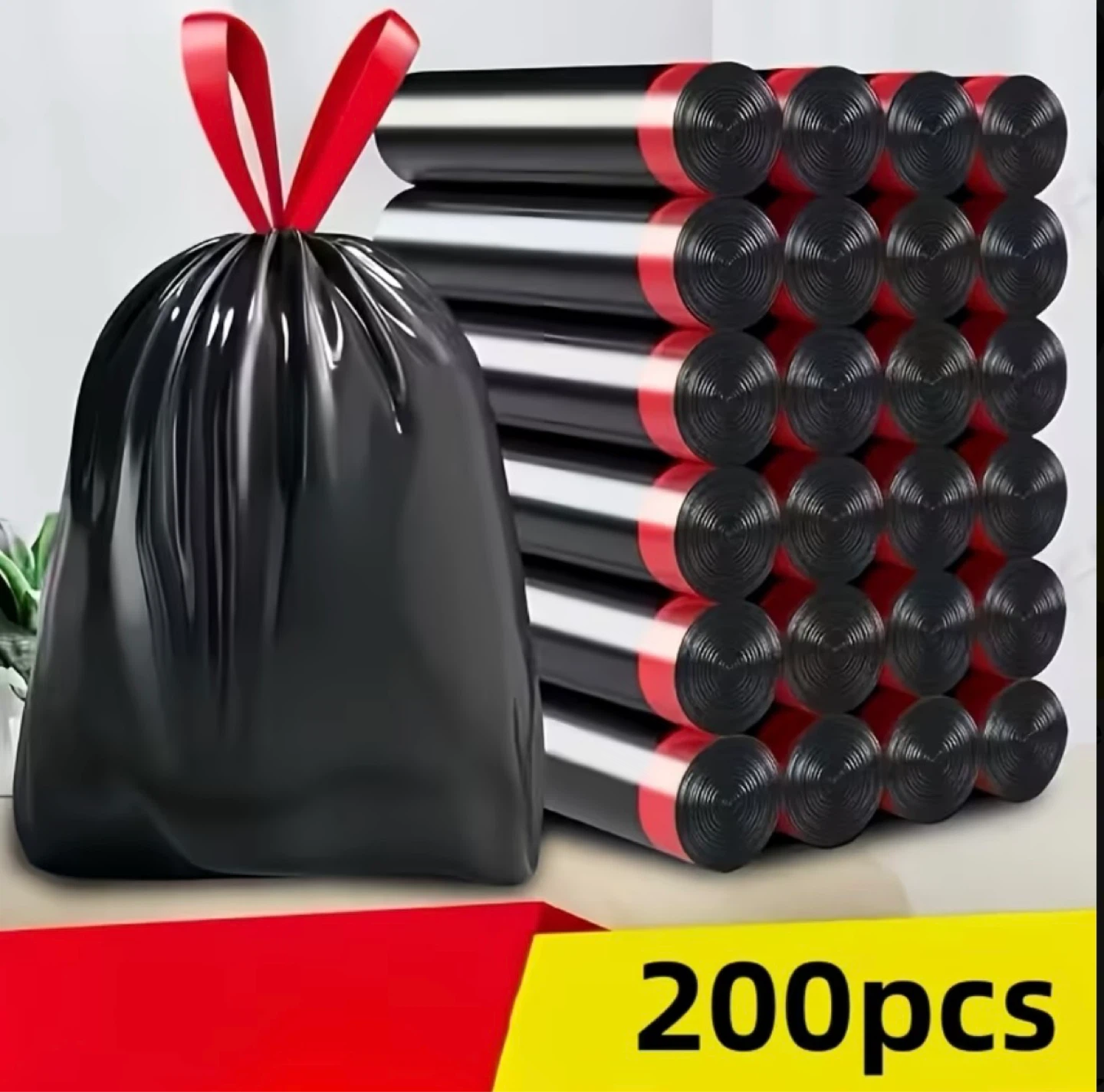 200 Black Garbage Bags with Ties