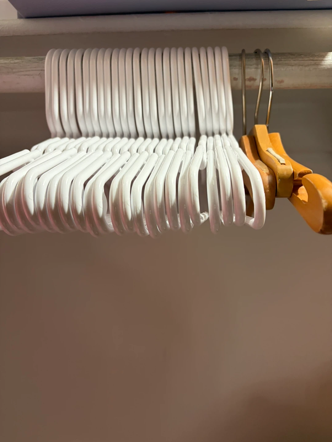 28- kids White Plastic and Wood Clothes Hangers
