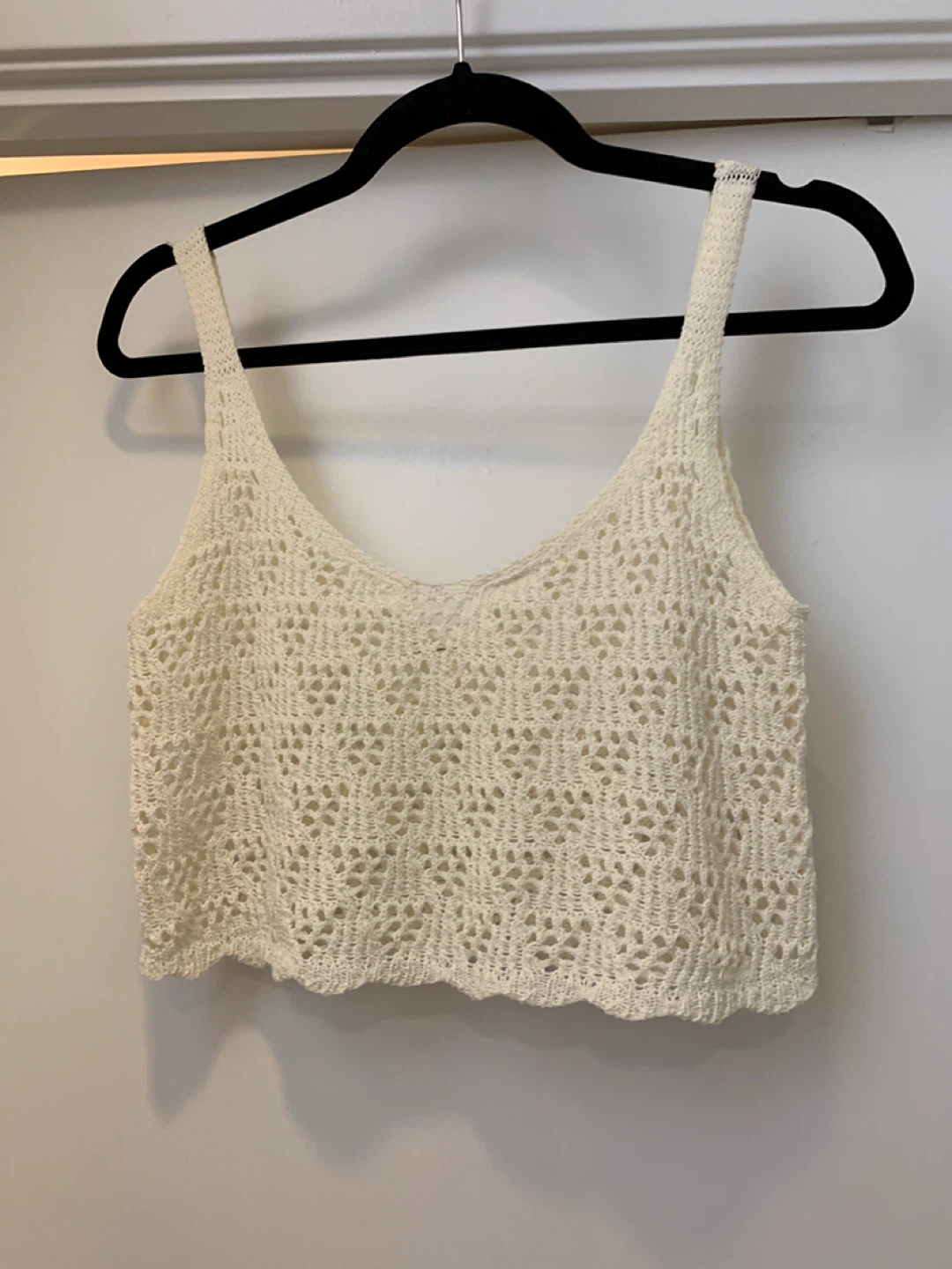 OAK + FORT Cream Crochet Tank Top - Small