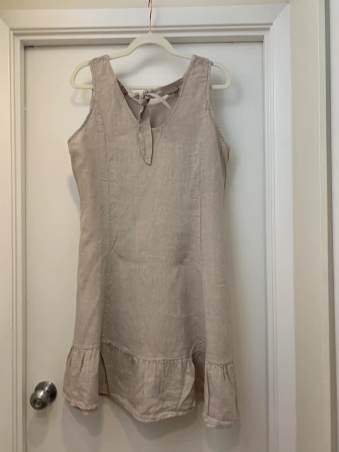 Beige Linen Blend Ruffle Dress - photo 3