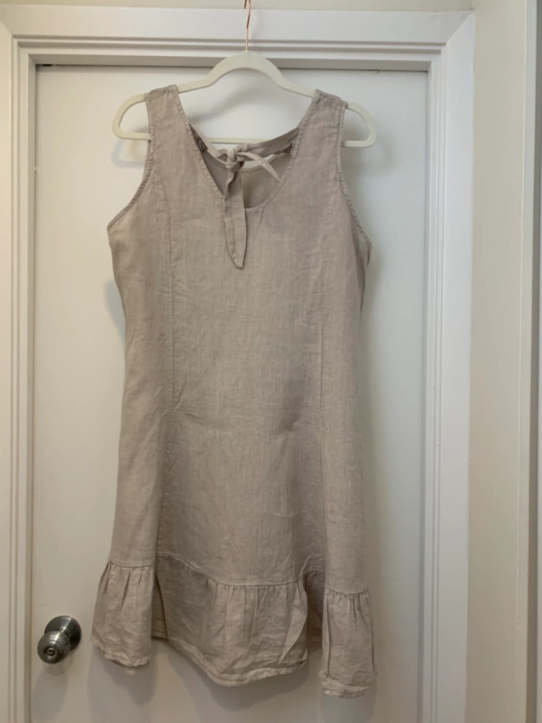 Beige Linen Blend Ruffle Dress - photo 2