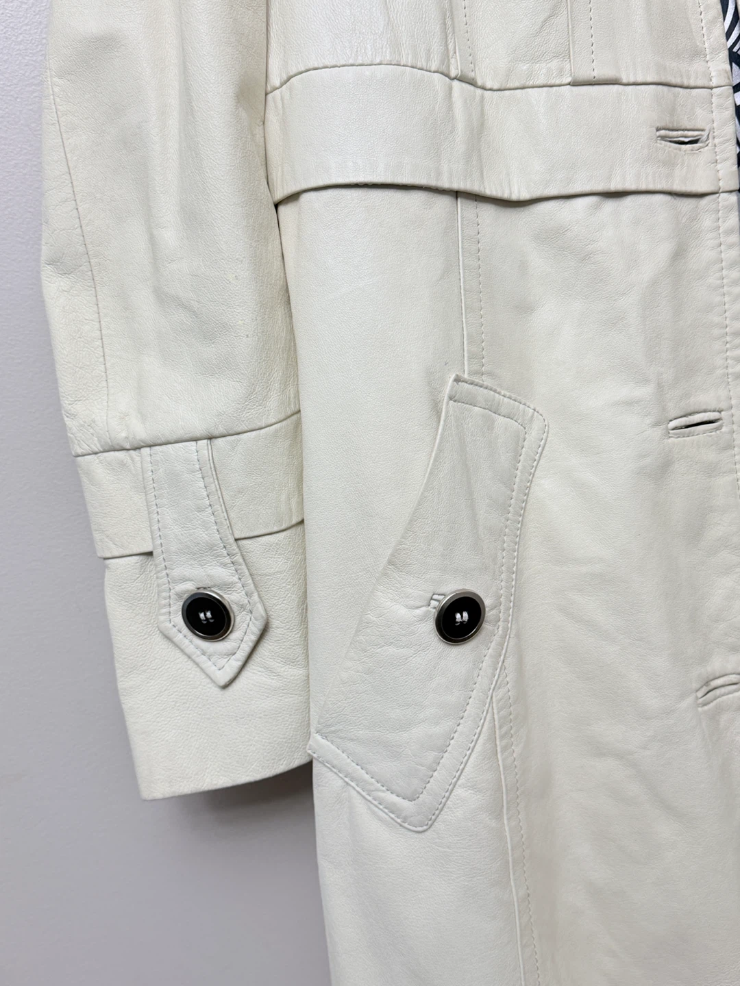 Danier Cream Genuine Leather Trench Coat Mid Length Medium - photo 5