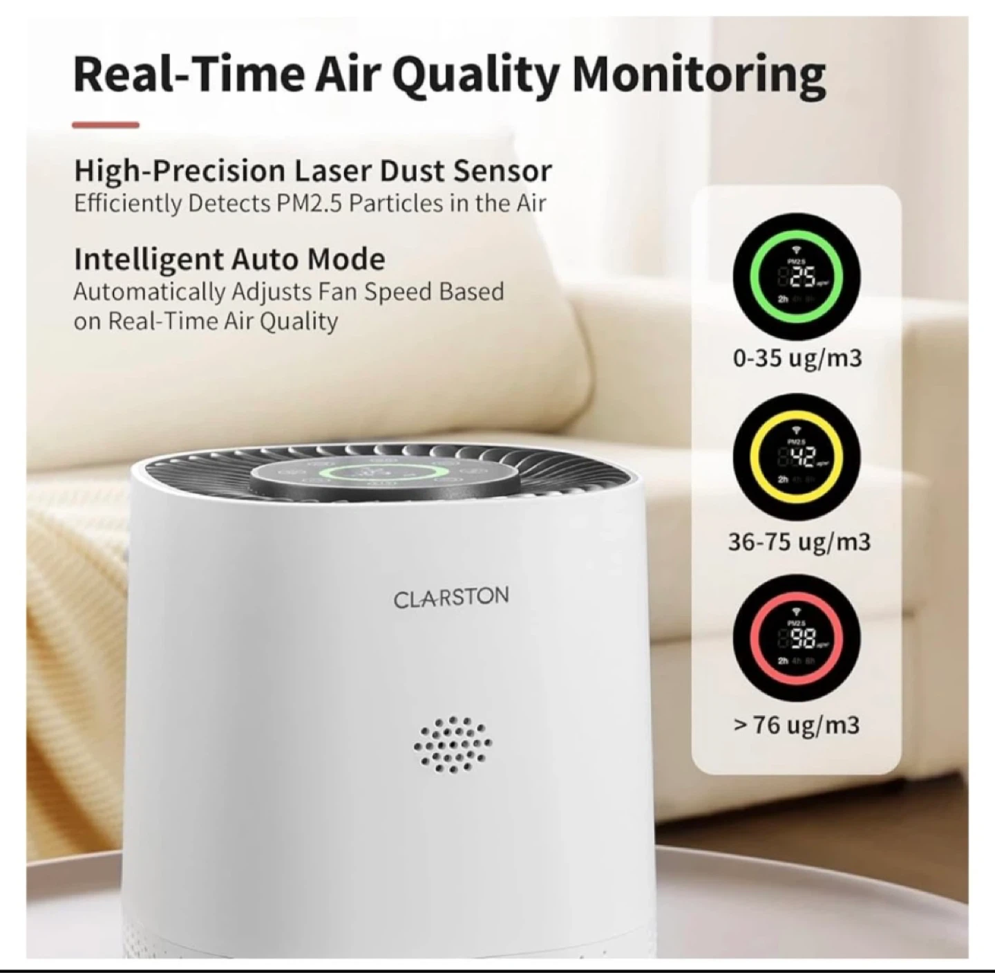 CLARSTON Air Purifier-KJ100F-Like New - photo 2