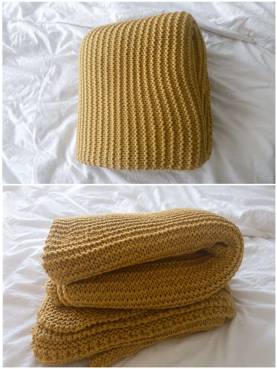 Yellow Knit Throw Blanket