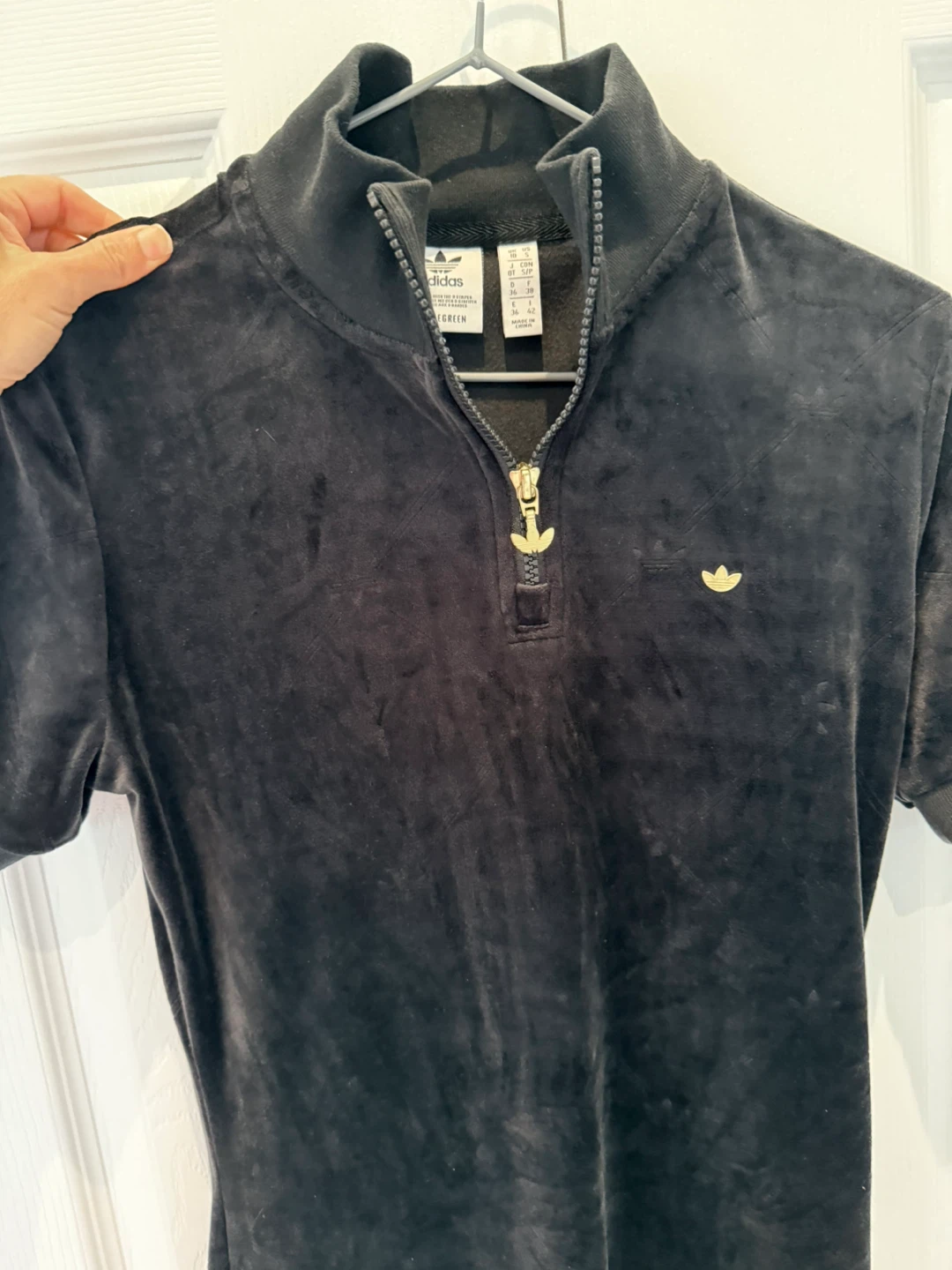 adidas Velvet Trefoil short Sleeve Monogram Dress Women’s Small - photo 2