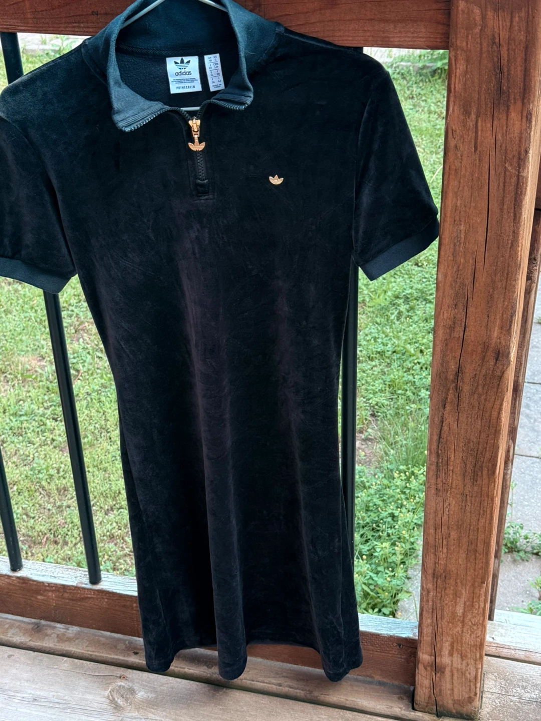 adidas Velvet Trefoil short Sleeve Monogram Dress Women’s Small
