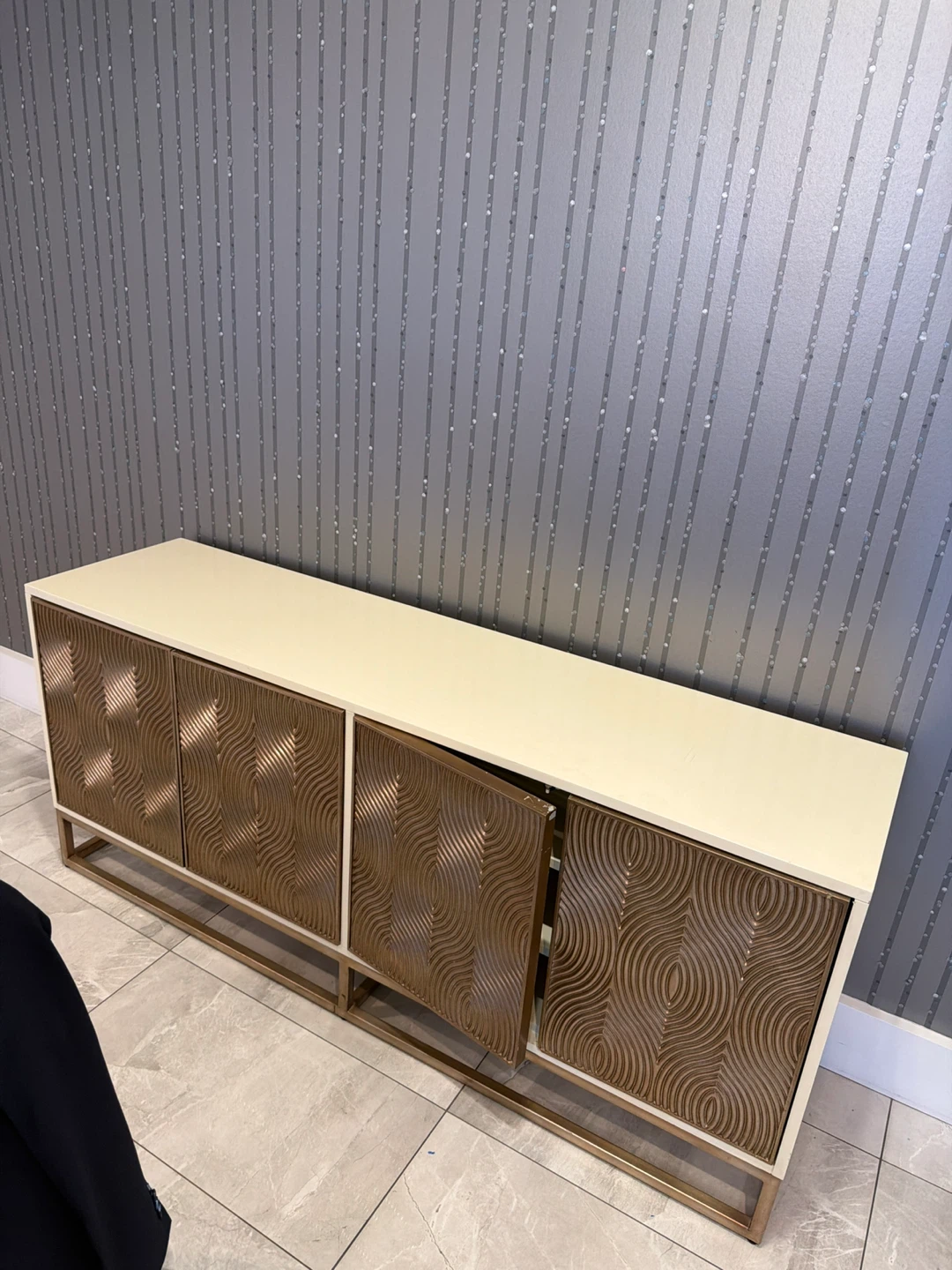 Cream and Bronze Accent Cabinet