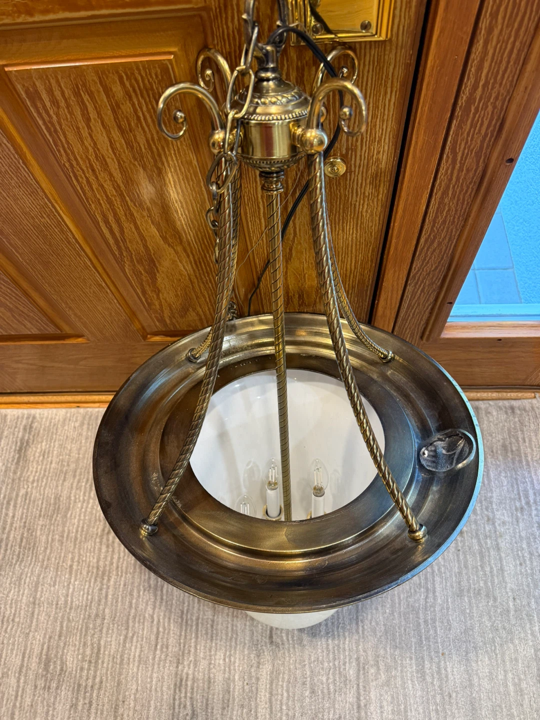 Solid burnished brass chandelier