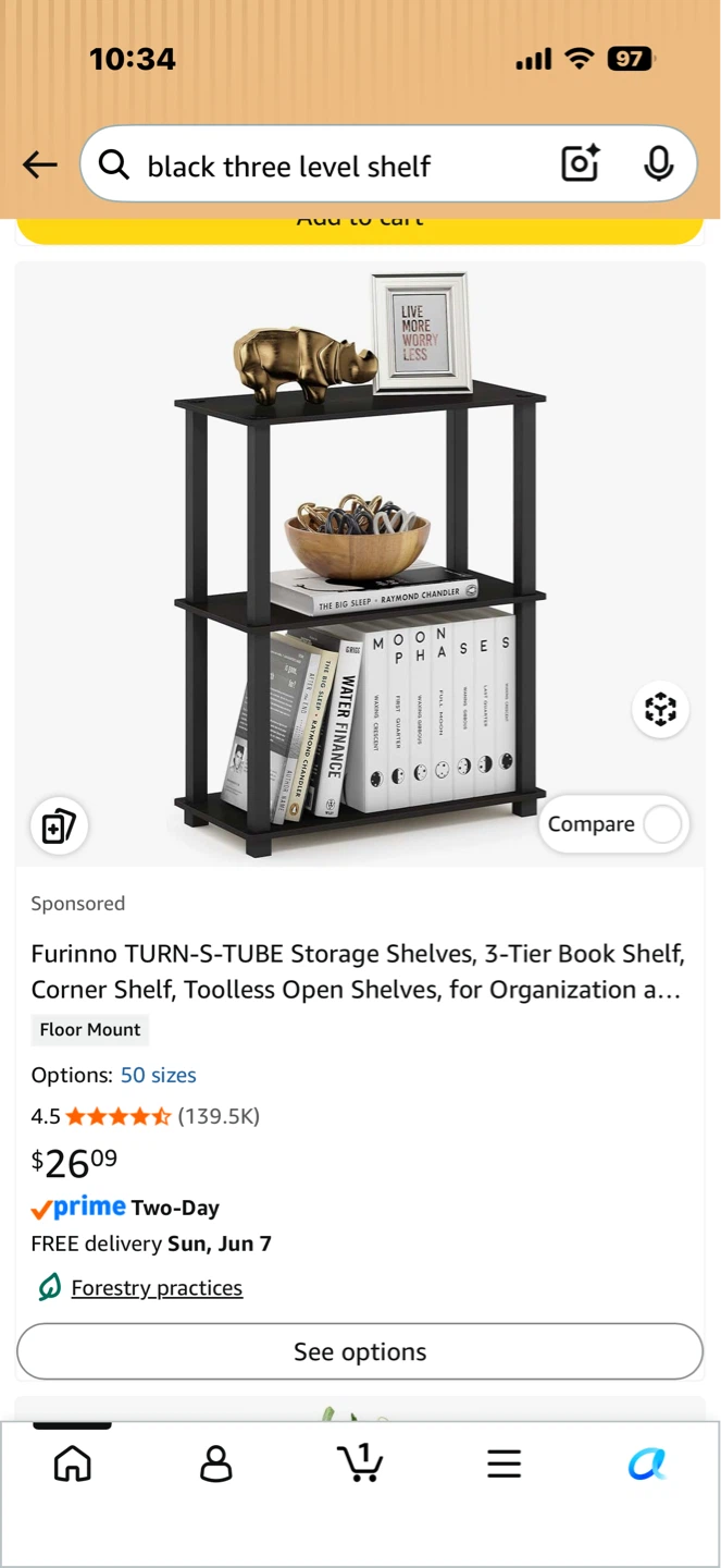 Furinno Turn-S-Tube 3-Tier Book Shelf Espresso - photo 2