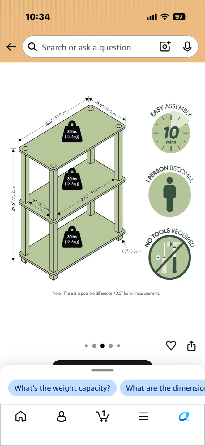Furinno Turn-S-Tube 3-Tier Book Shelf Espresso - photo 3
