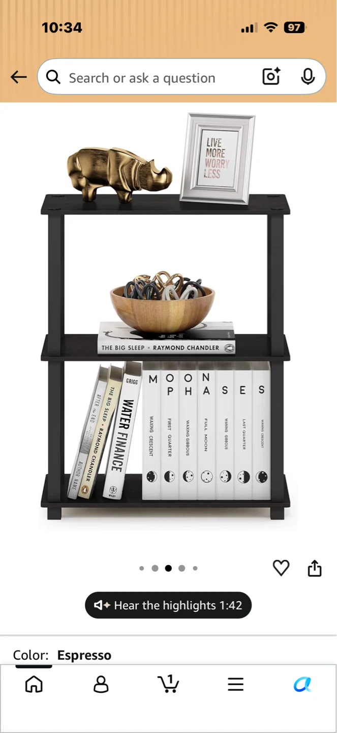Furinno Turn-S-Tube 3-Tier Book Shelf Espresso - photo 4