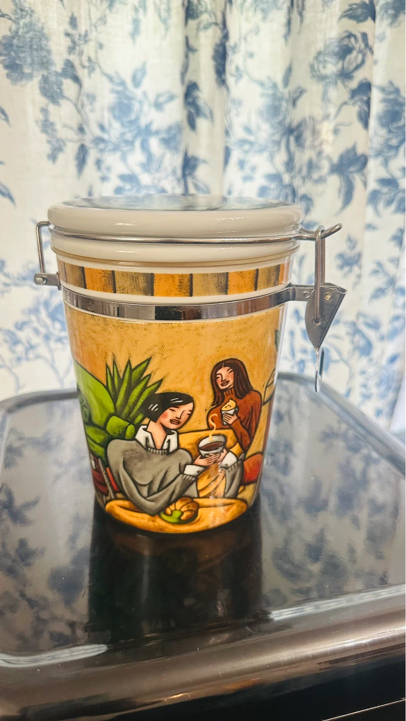 Decorative Ceramic Cafe Jar with Lid