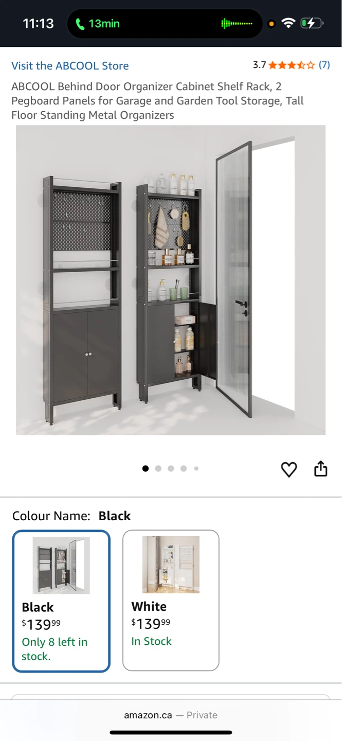 ABCOOL Tall Floor Standing Metal Organizer - Black