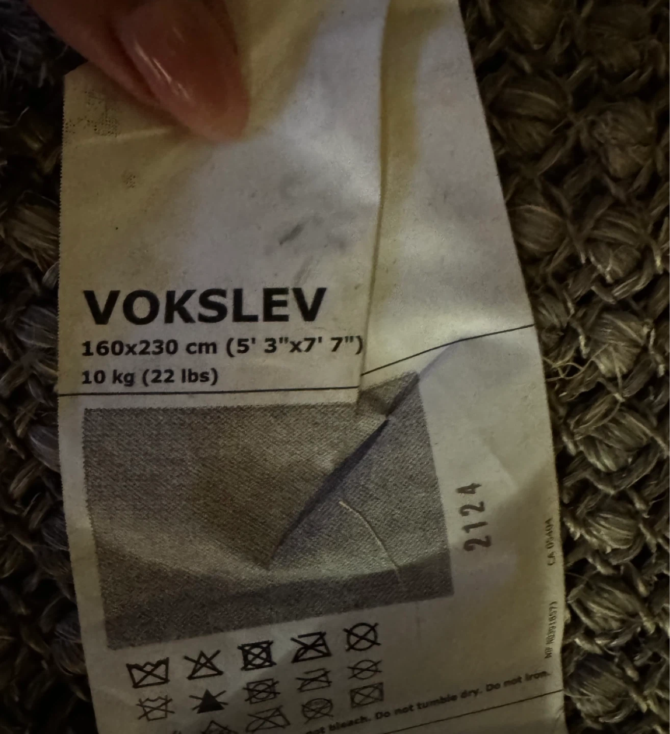 IKEA Vokslev jute rug - grey - 5’3” x 7’7” - photo 2