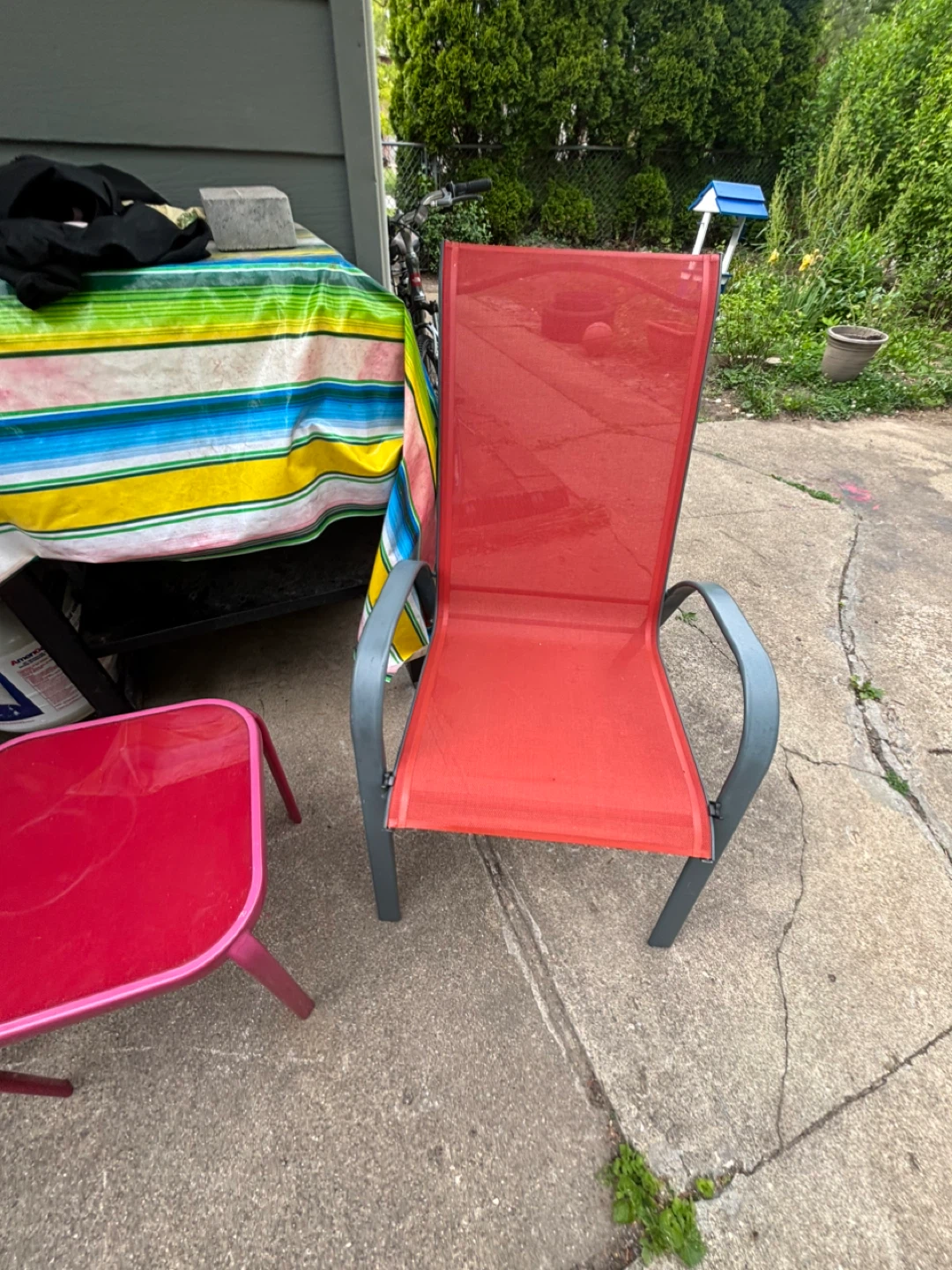 Red Outdoor Patio Chairs and Small Table Set - photo 4
