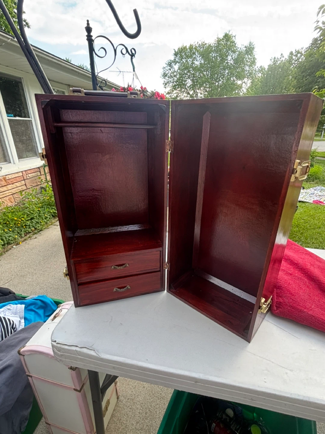 Vintage Wooden Wardrobe Trunk Organizer