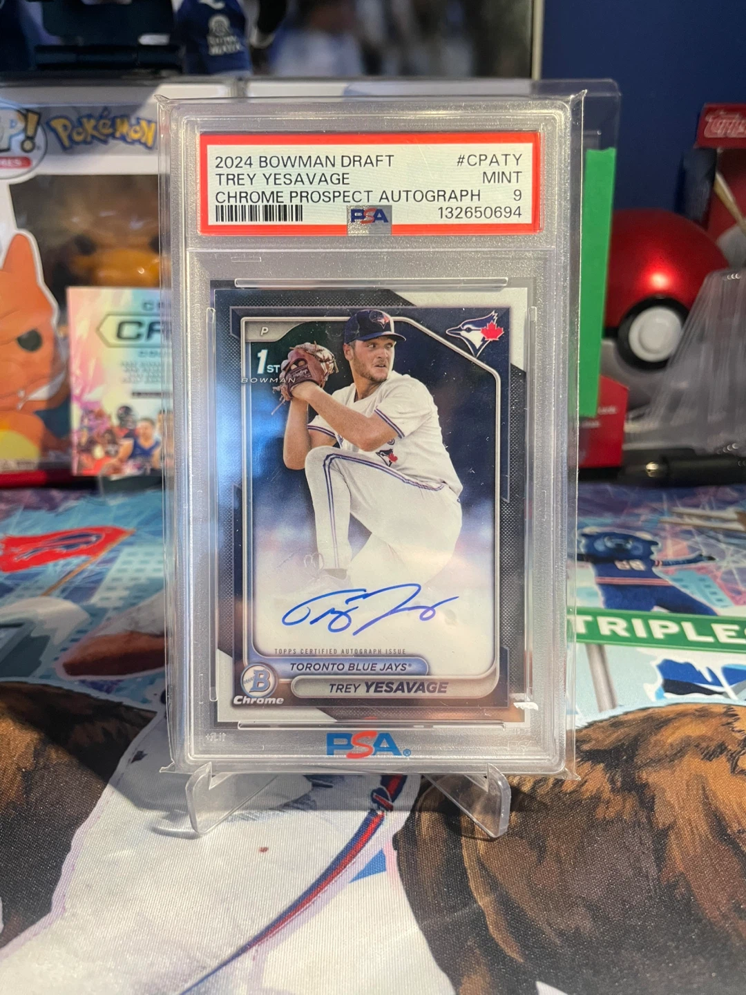 2024 1st Bowman Chrome Prospect Autograph Trey Yesavage PSA 9