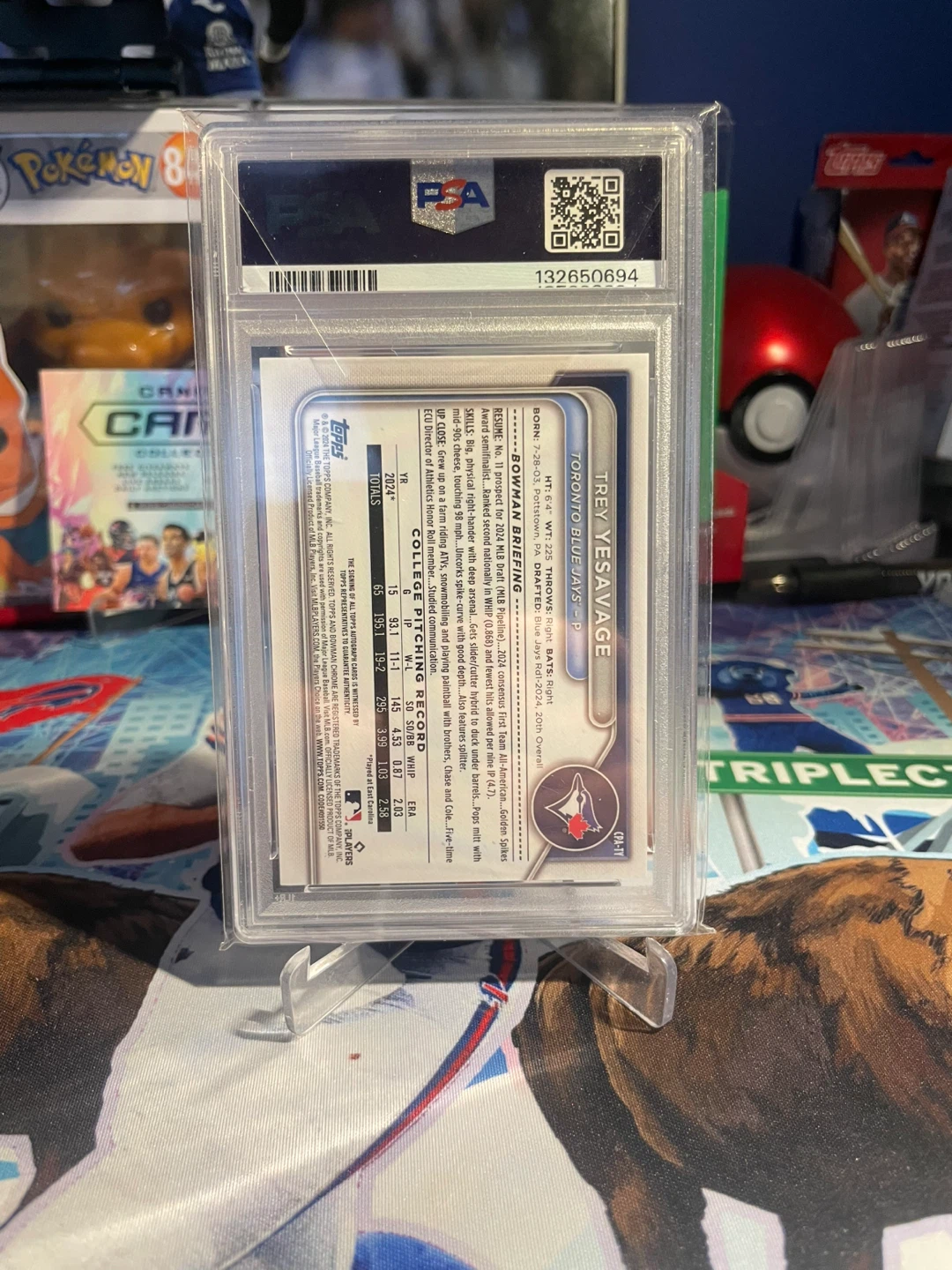 2024 1st Bowman Chrome Prospect Autograph Trey Yesavage PSA 9 - photo 2