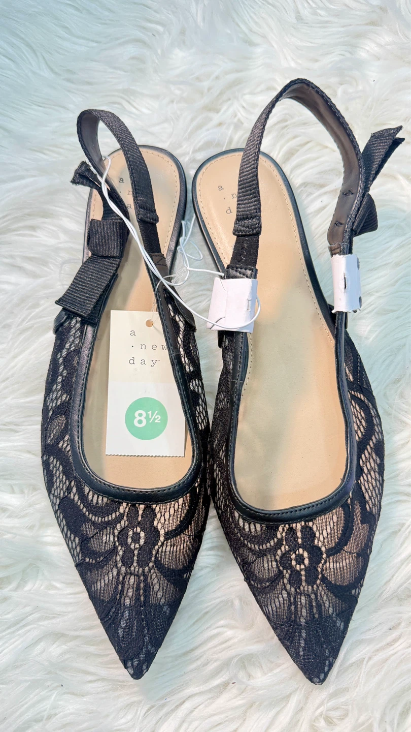A New Day Lace Detail Slingback Flats Black Size 8.5 - photo 3