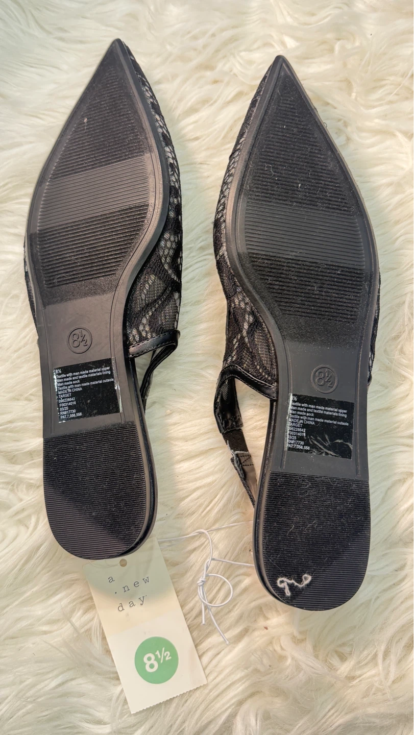 A New Day Lace Detail Slingback Flats Black Size 8.5 - photo 4