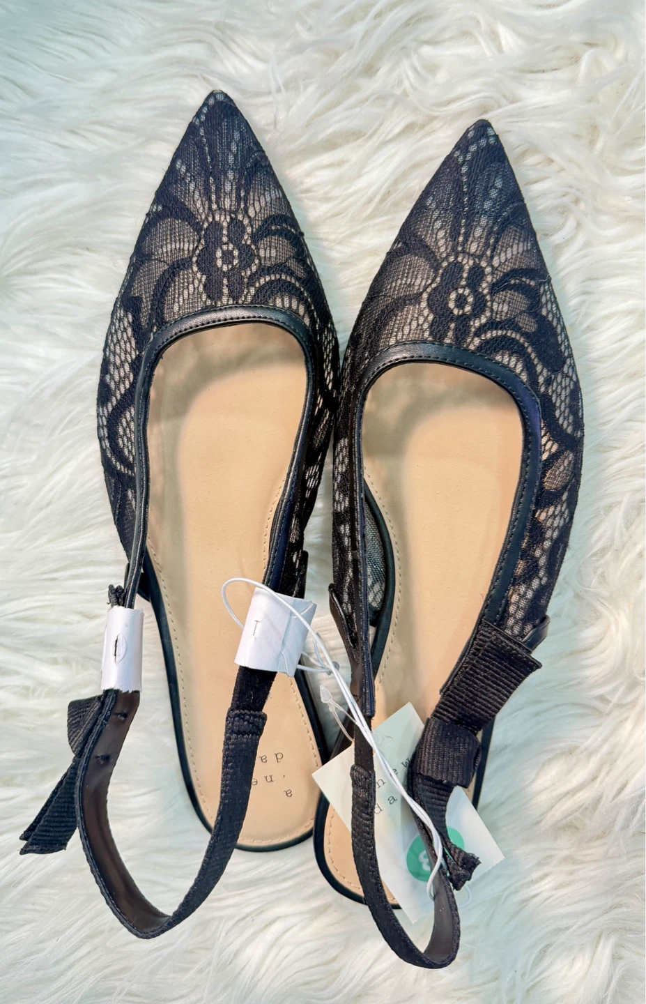 A New Day Lace Detail Slingback Flats Black Size 8.5 - photo 2