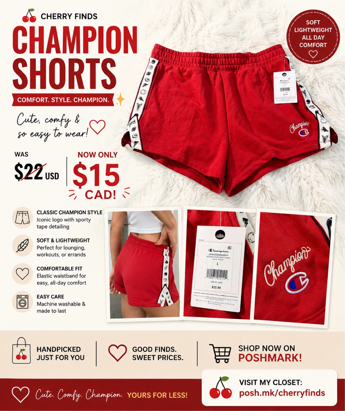 Champion Red Elective Sporty Shorts