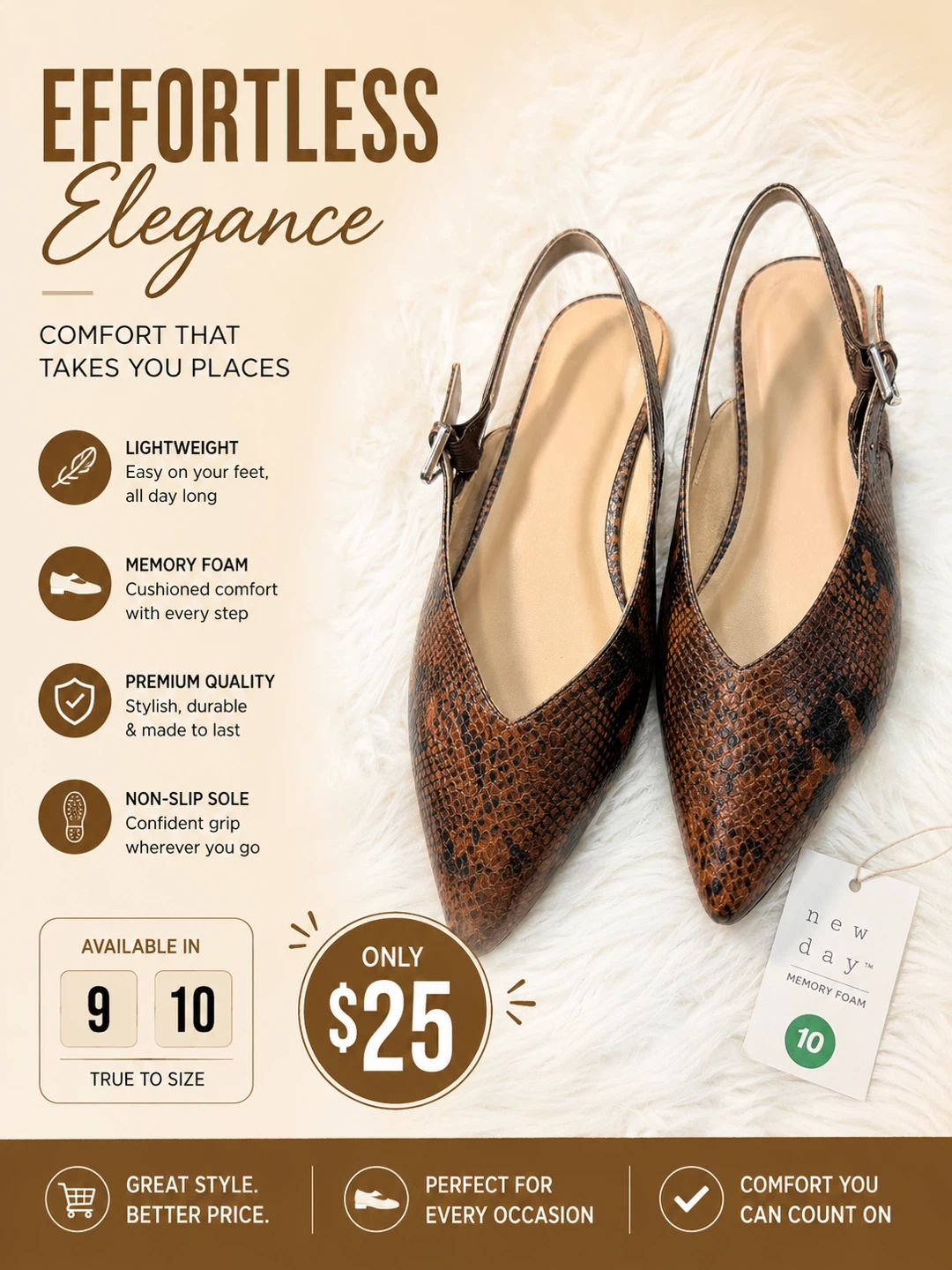A New Day Women's Slingback Flats size 10