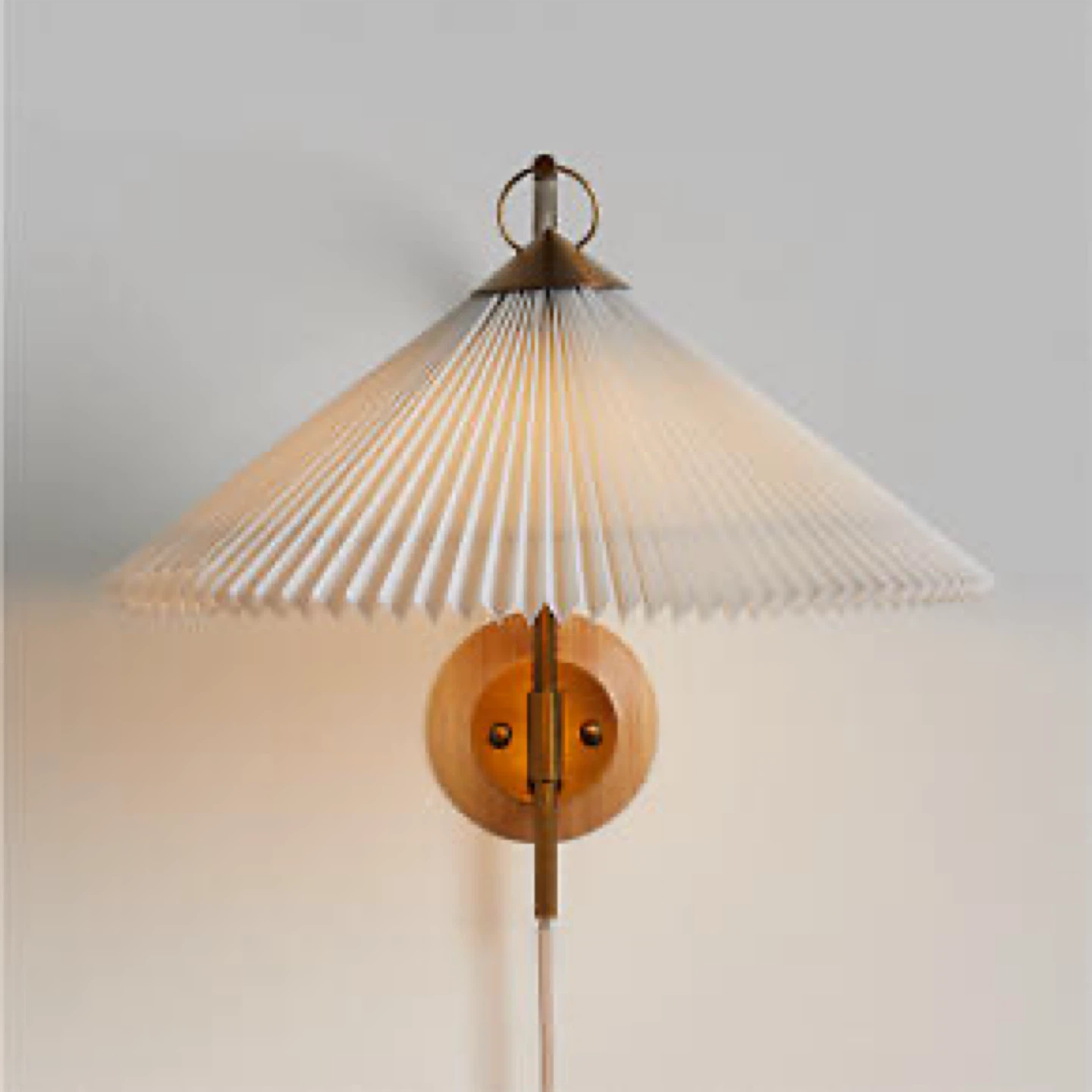 Flores Plug-In Wall Sconce Light with Pleated Shade Set of 2 - photo 2