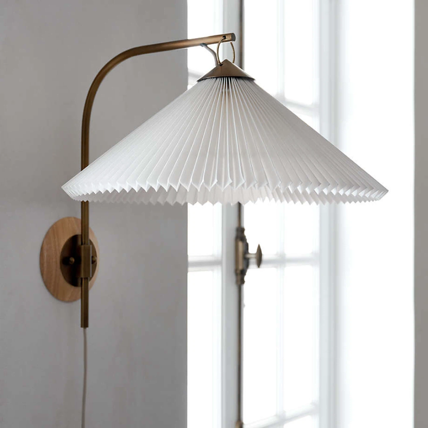 Flores Plug-In Wall Sconce Light with Pleated Shade Set of 2