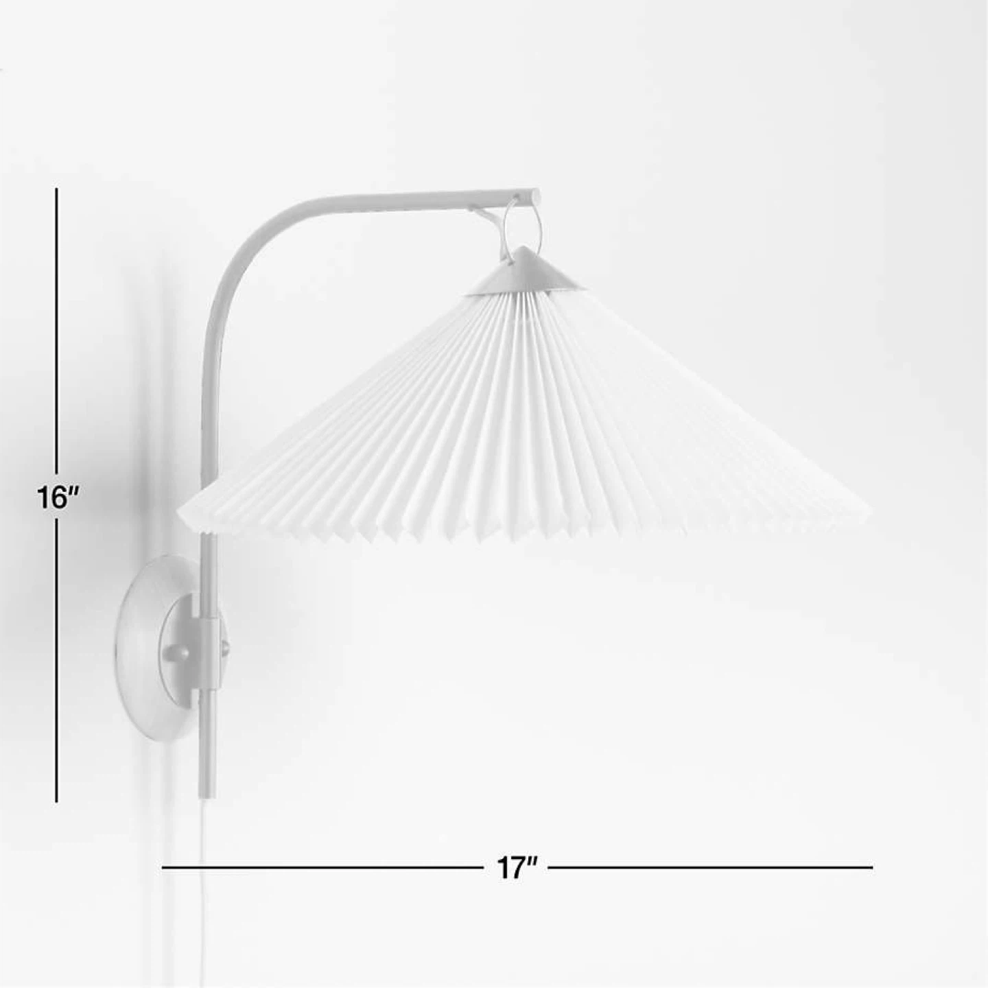 Flores Plug-In Wall Sconce Light with Pleated Shade Set of 2 - photo 3