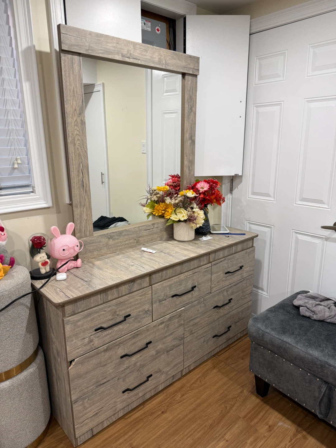 Wooden Dresser with Mirror