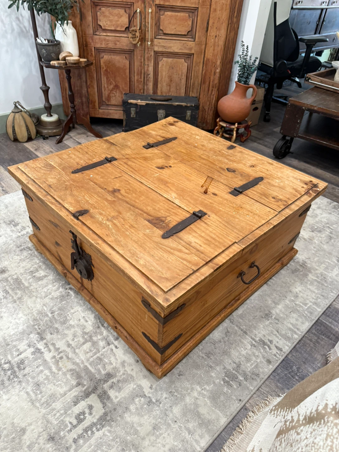 Wooden Storage Trunk Coffee Table - photo 4