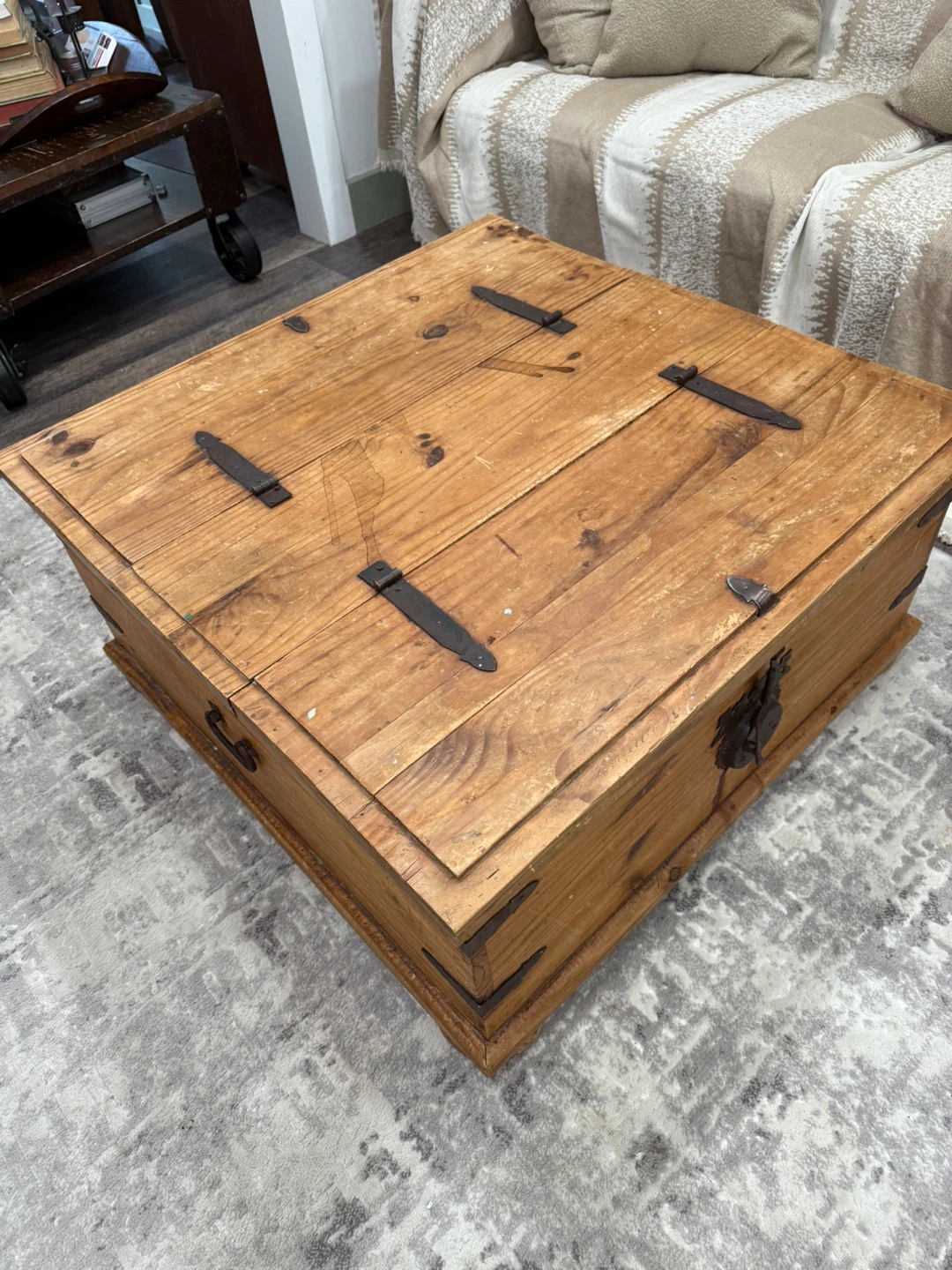 Wooden Storage Trunk Coffee Table - photo 2