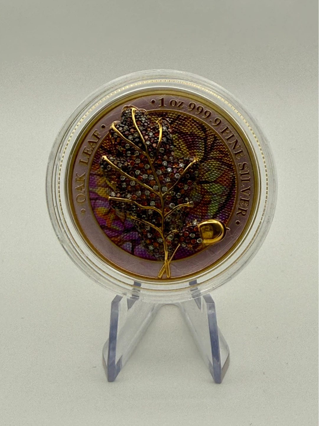 Germania Mint Fine Silver Oak Leaf Bejeweled Coin 2019 - photo 2