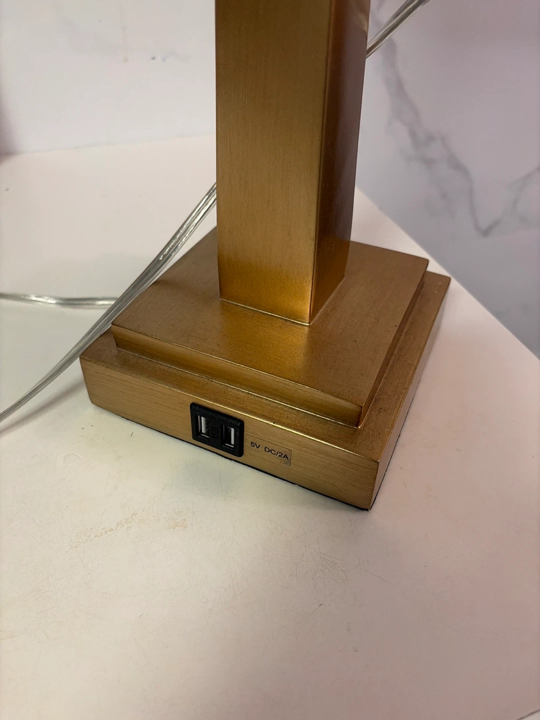 Gold Table Lamp with USB Ports - photo 2