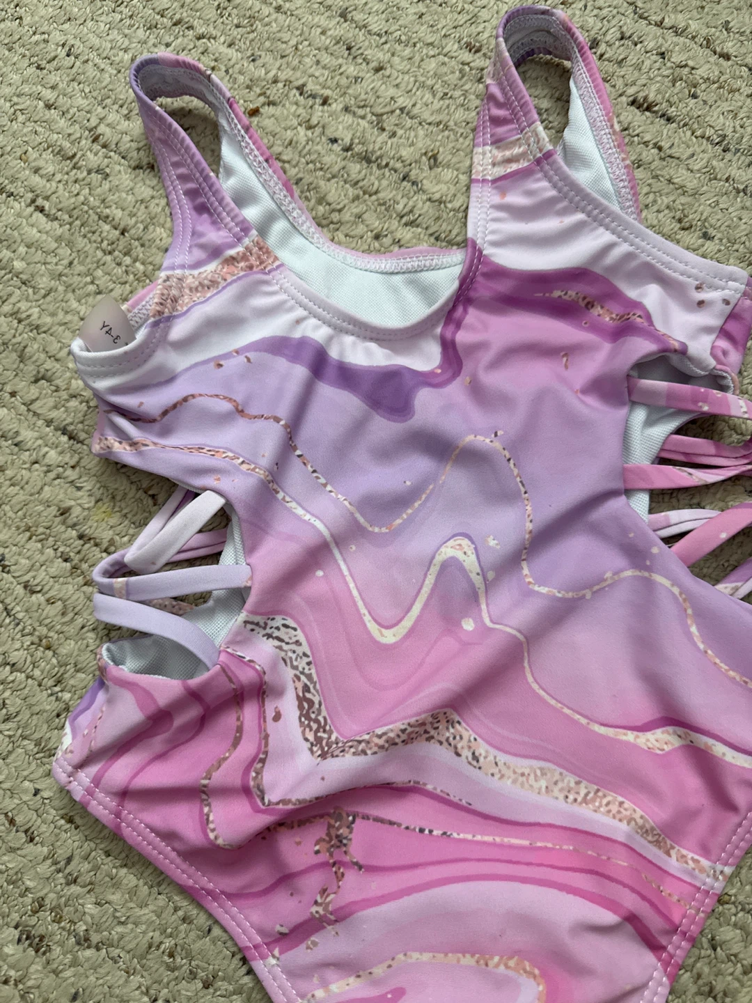 Girls Pink & Purple Swirl One-Piece Swimsuit - photo 2