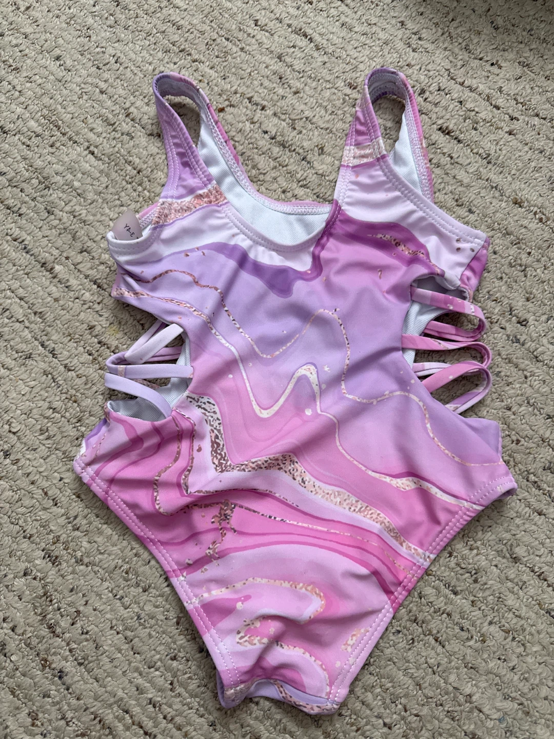 Girls Pink & Purple Swirl One-Piece Swimsuit