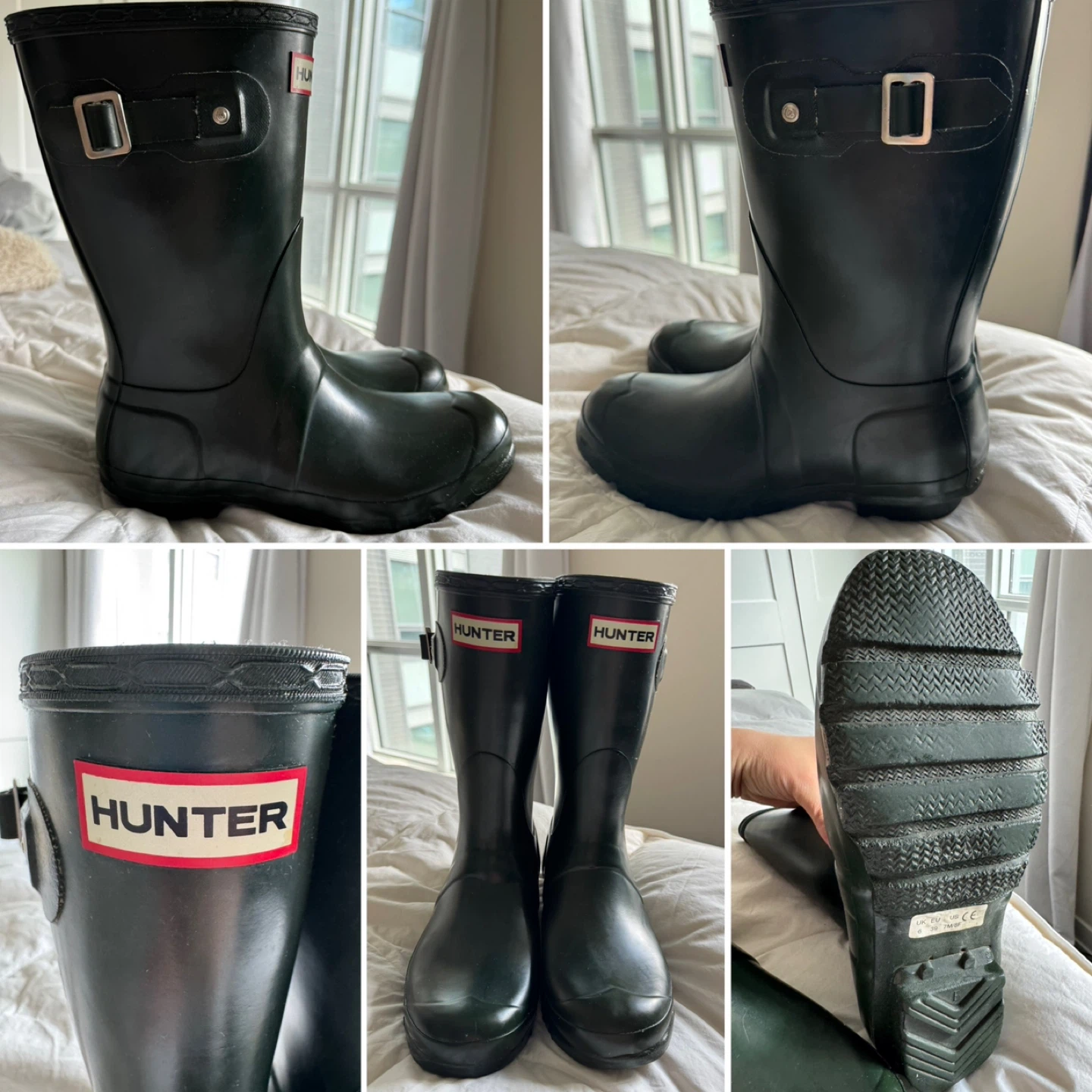 Like New Size 7 HUNTER Rubber Boots - Very Dark Green