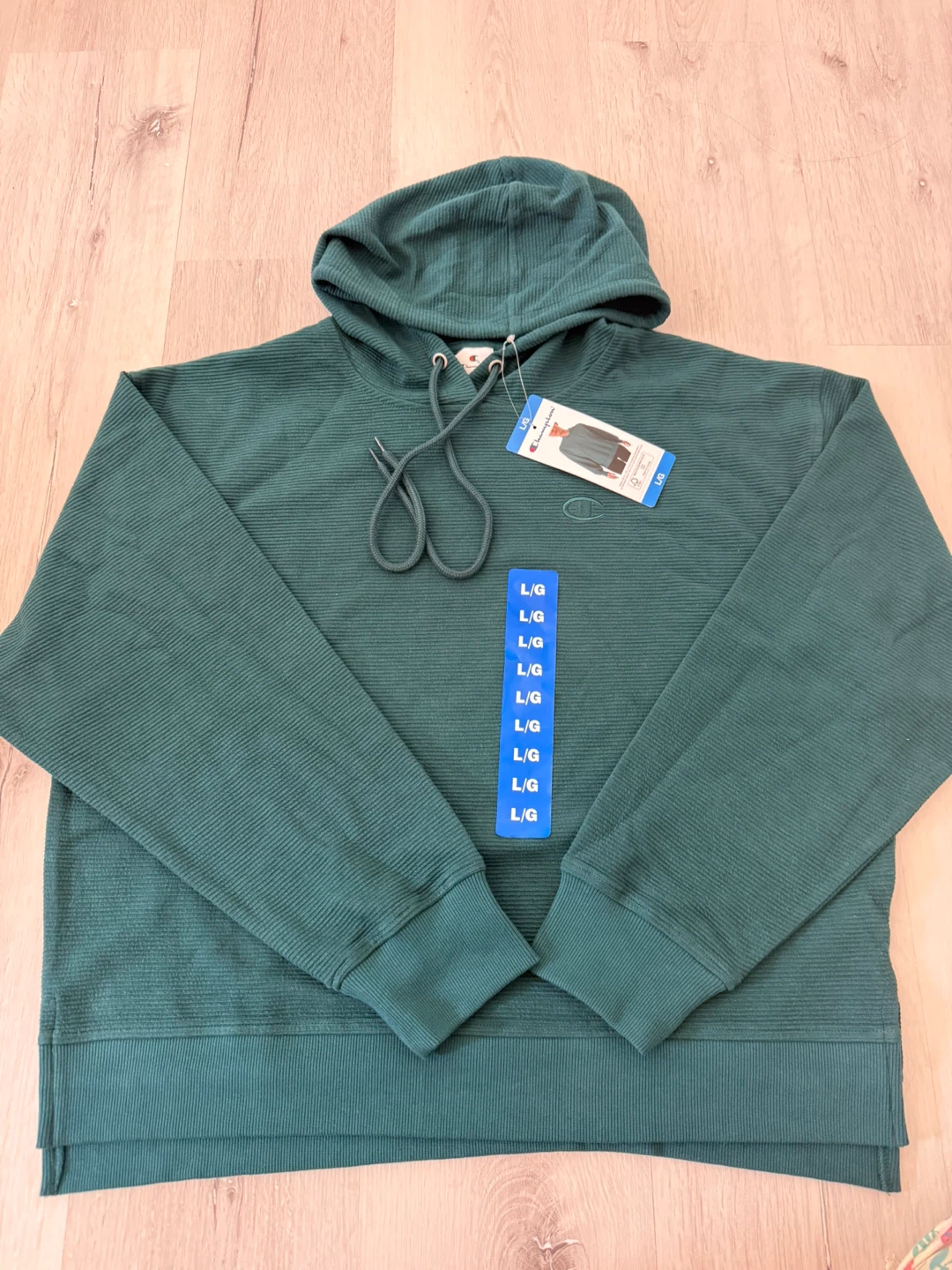Champion Hooded Pullover Jacket- Teal - L/G