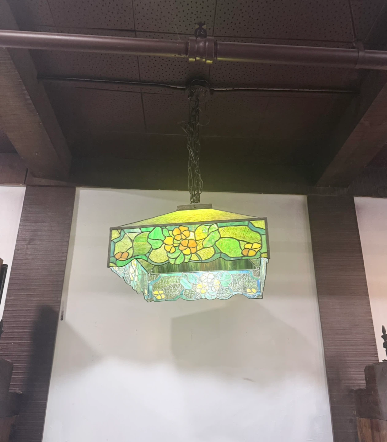 Vintage Stained Glass Hanging Lamp