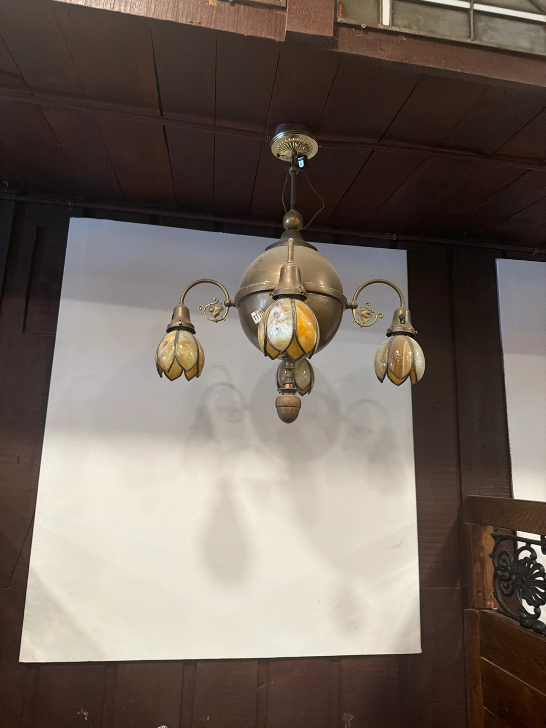 Vintage Chandelier with Tiffany-style Shades