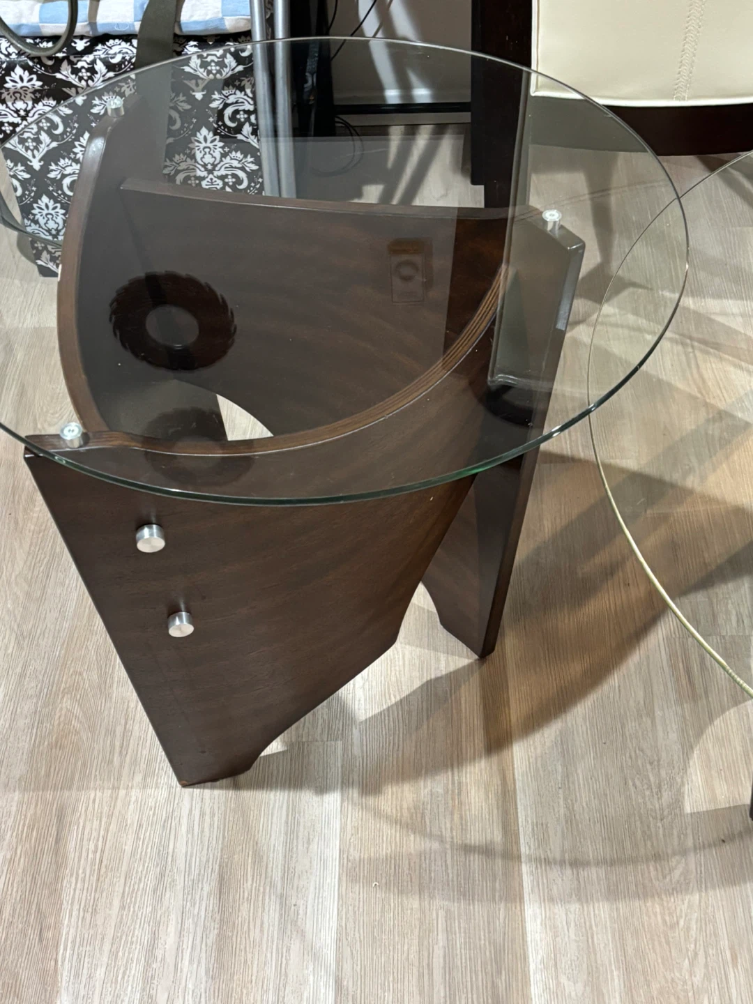 Glass coffee table and end table $50