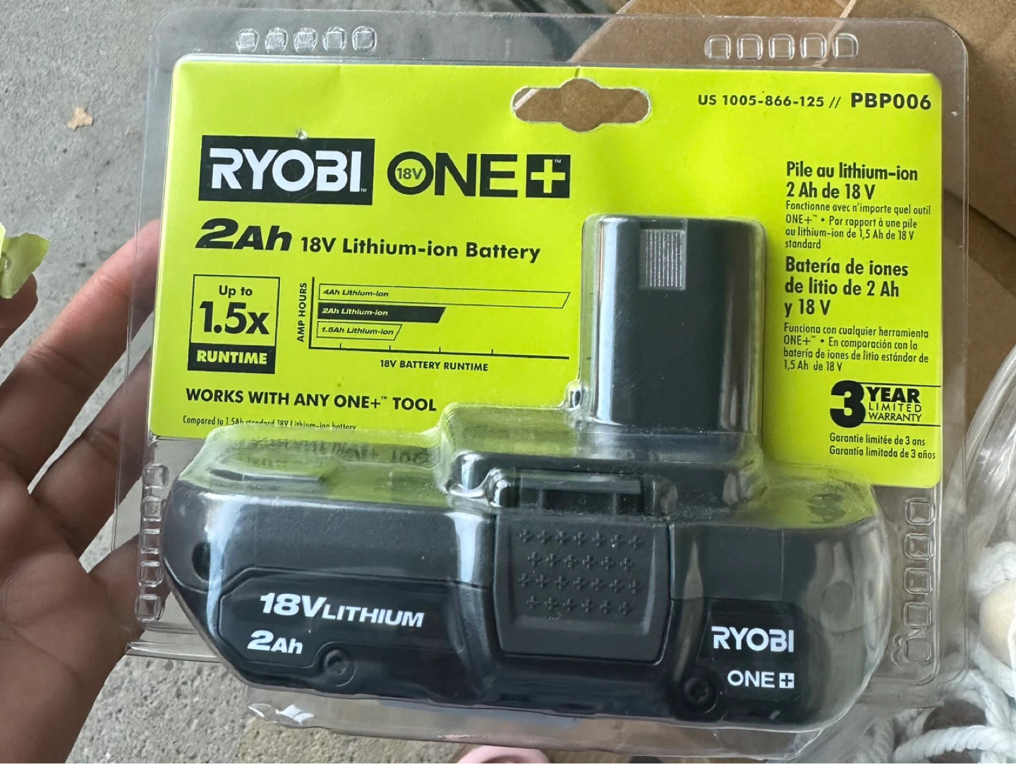 Ryobi ONE+ 18V Lithium-ion Battery 2Ah