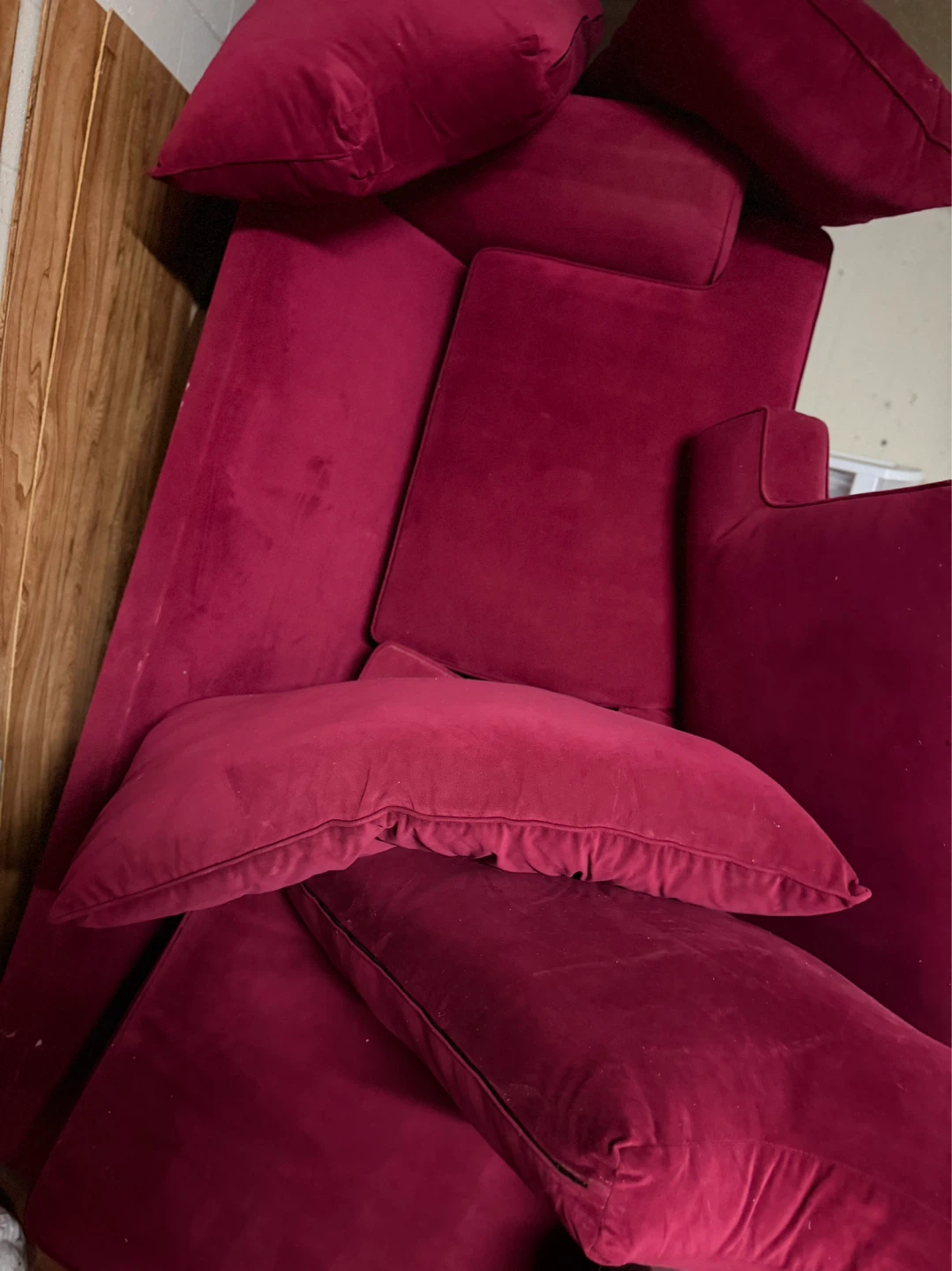 Velvet Burgundy/Deep Red Couch ( 3 Seater)