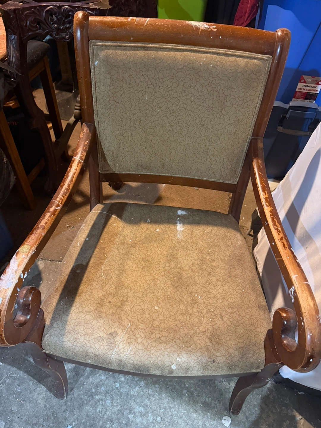 6 Wooden Armchair with Upholstered Seat and Back