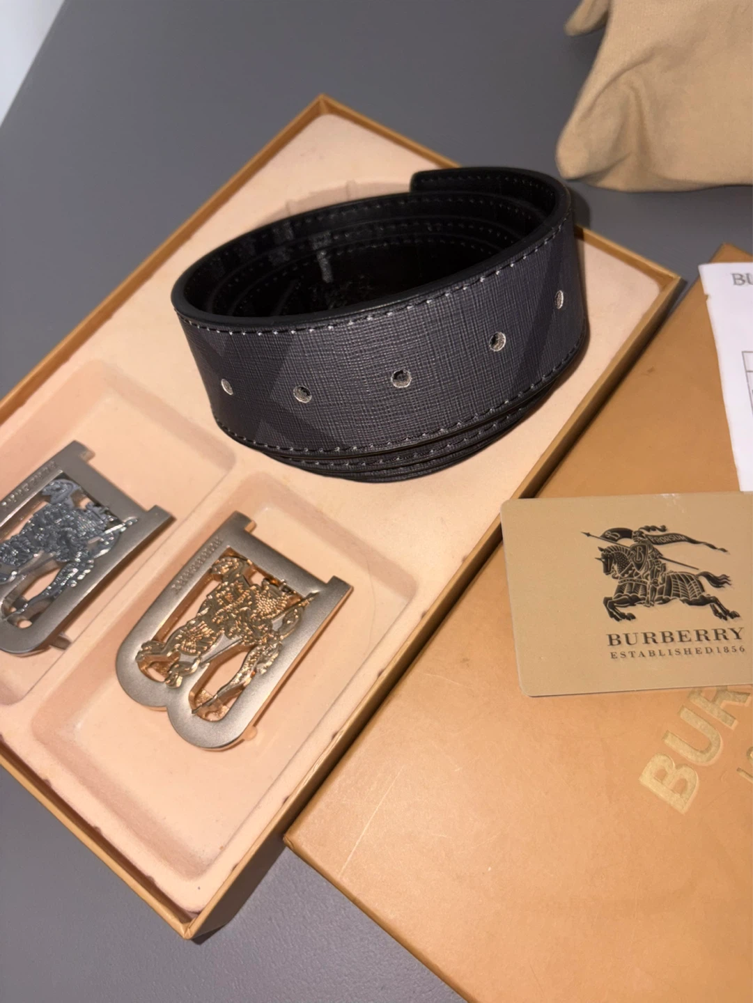 Rep Burberry belt 2 buckles double sides belt - photo 3