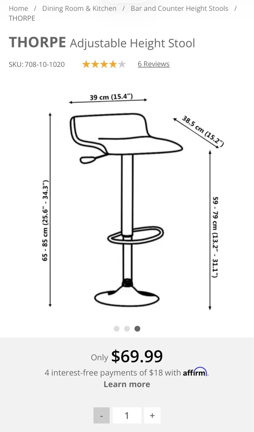 4 Adjustable Black Bar Stool - photo 3